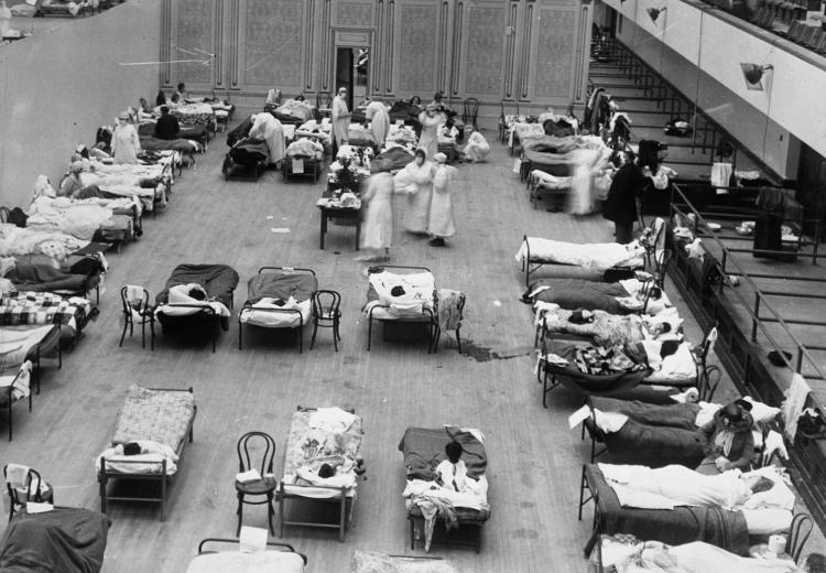 The Oakland Municipal Auditorium was use as a temporary hospital during the 1918 flu epidemic. Photo by Edward A. "Doc" Rogers.