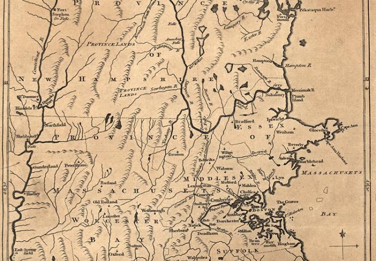 A Map of 100 miles round Boston, 1775.
